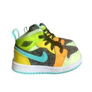 Air Jordan 1 Mid SE TD ‘Clover’ Black/Aurora Green Baby Toddler Sneakers Size 5C